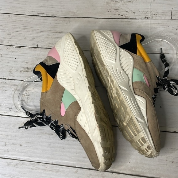 Gianni Bini Troye Chunky Taupe/Multi ColorLace-Up Sneakers - Picture 6 of 12